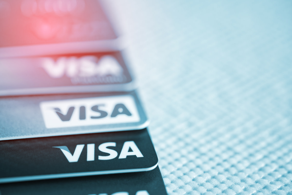 VISA credit cards on the table